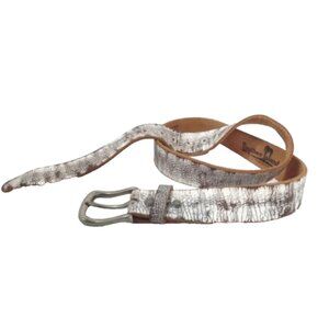 Bill Lavin Leather Island White Distressed Leather Belt Size 30